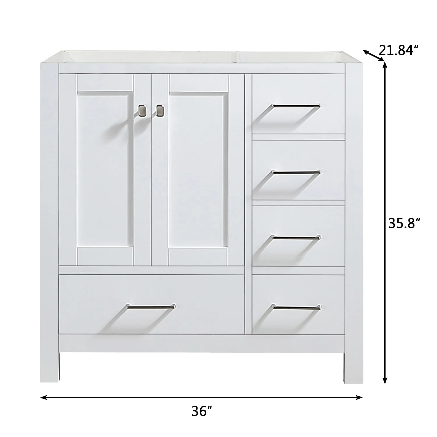 Prismatica 36 in. White Vanity with Countertop & Splash, Left Sink