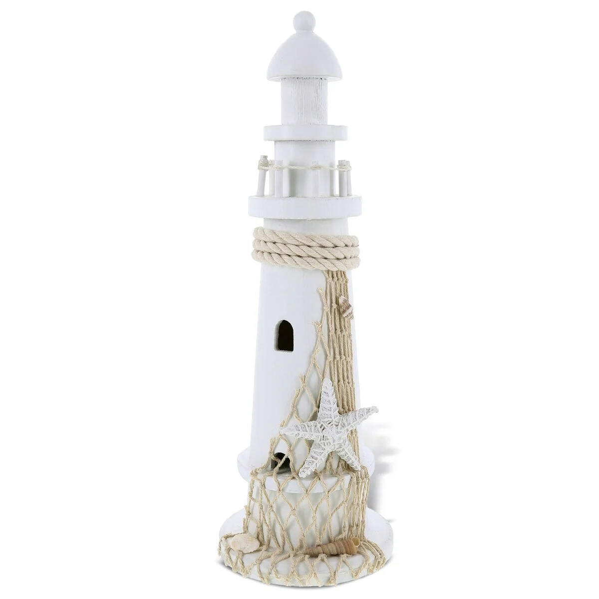 CoTa Global White Lighthouse Decor with Starfish - 14 Inches - 14 Inches