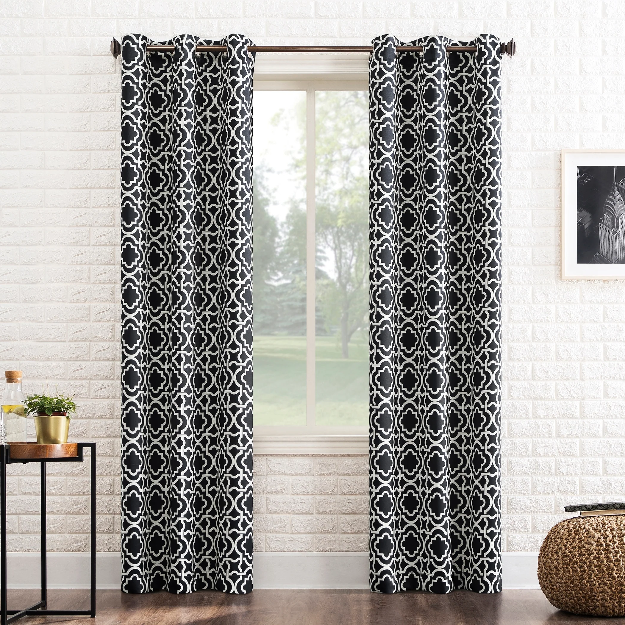 Sun Zero Barnett Trellis Blackout Grommet Curtain Panel, Single Panel