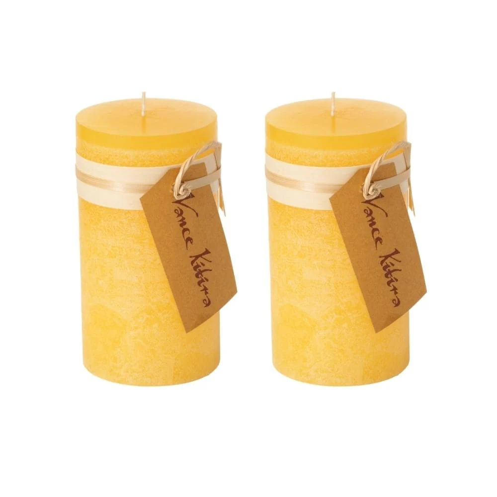 Pale Yellow Pillar Candles - Set of 2 - 3.25