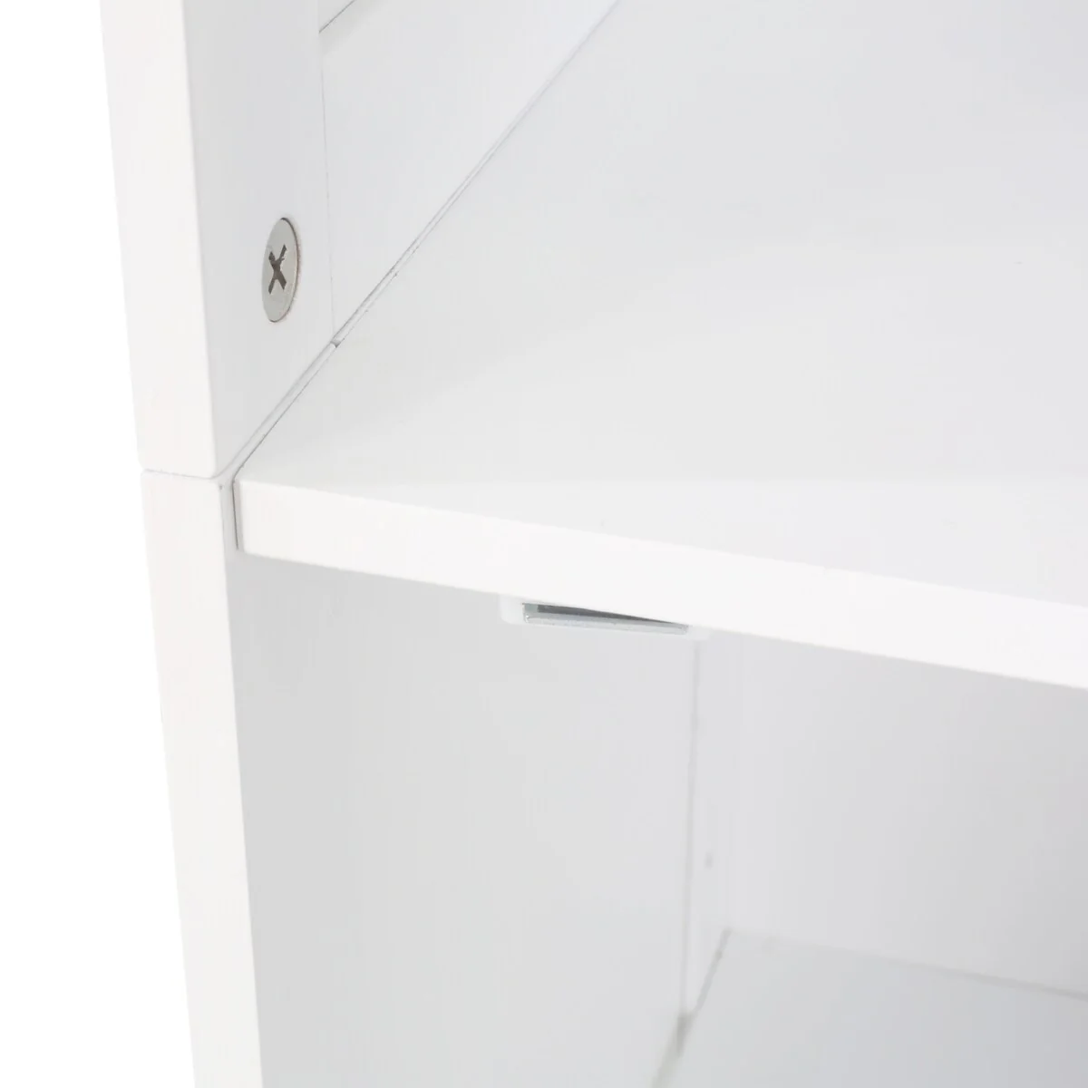 63-inch Tall Bathroom Linen Cabinet, Freestanding Diplay Storage Cabinet with 1 Door and Adjustable in White