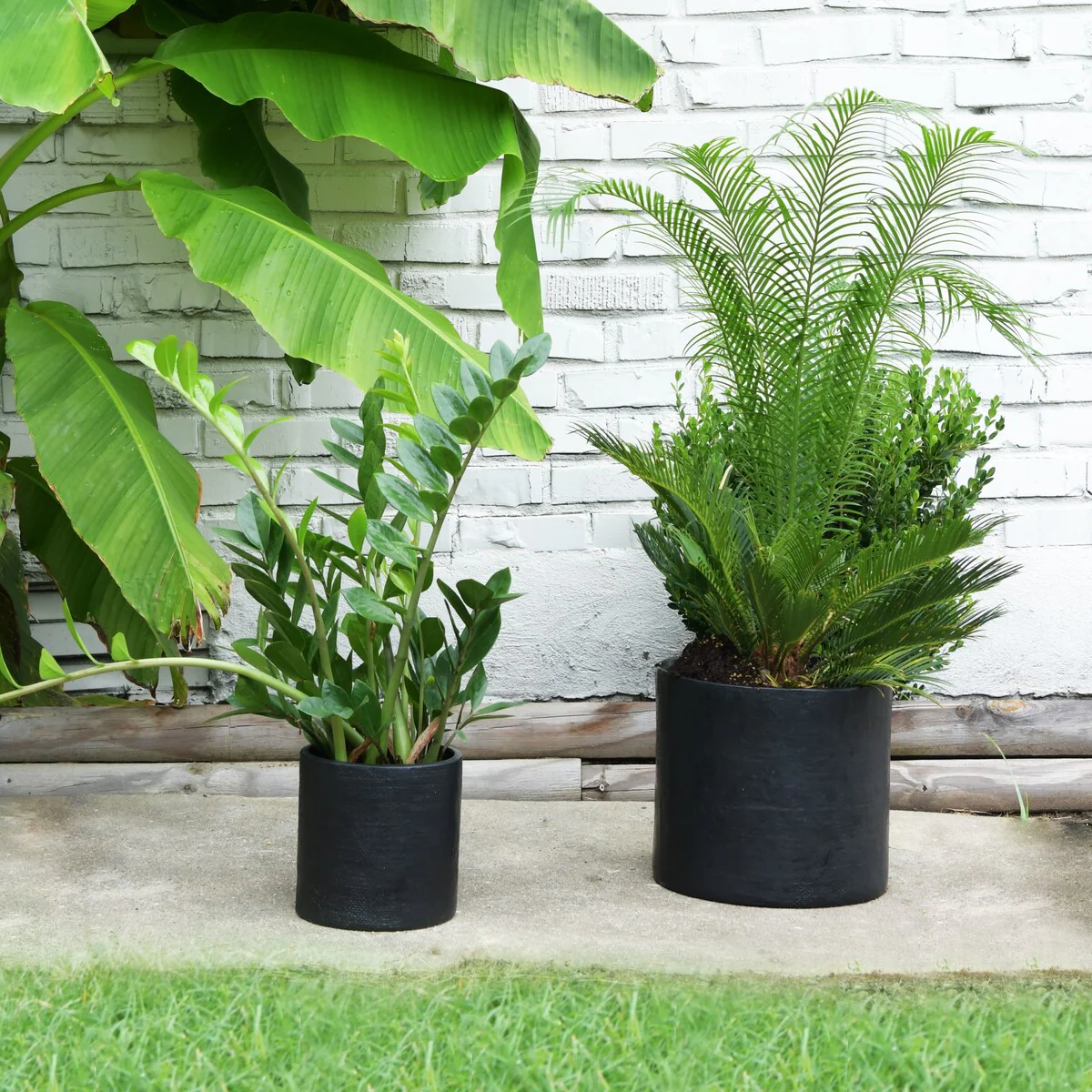 Stoneware Planters, Set of 2