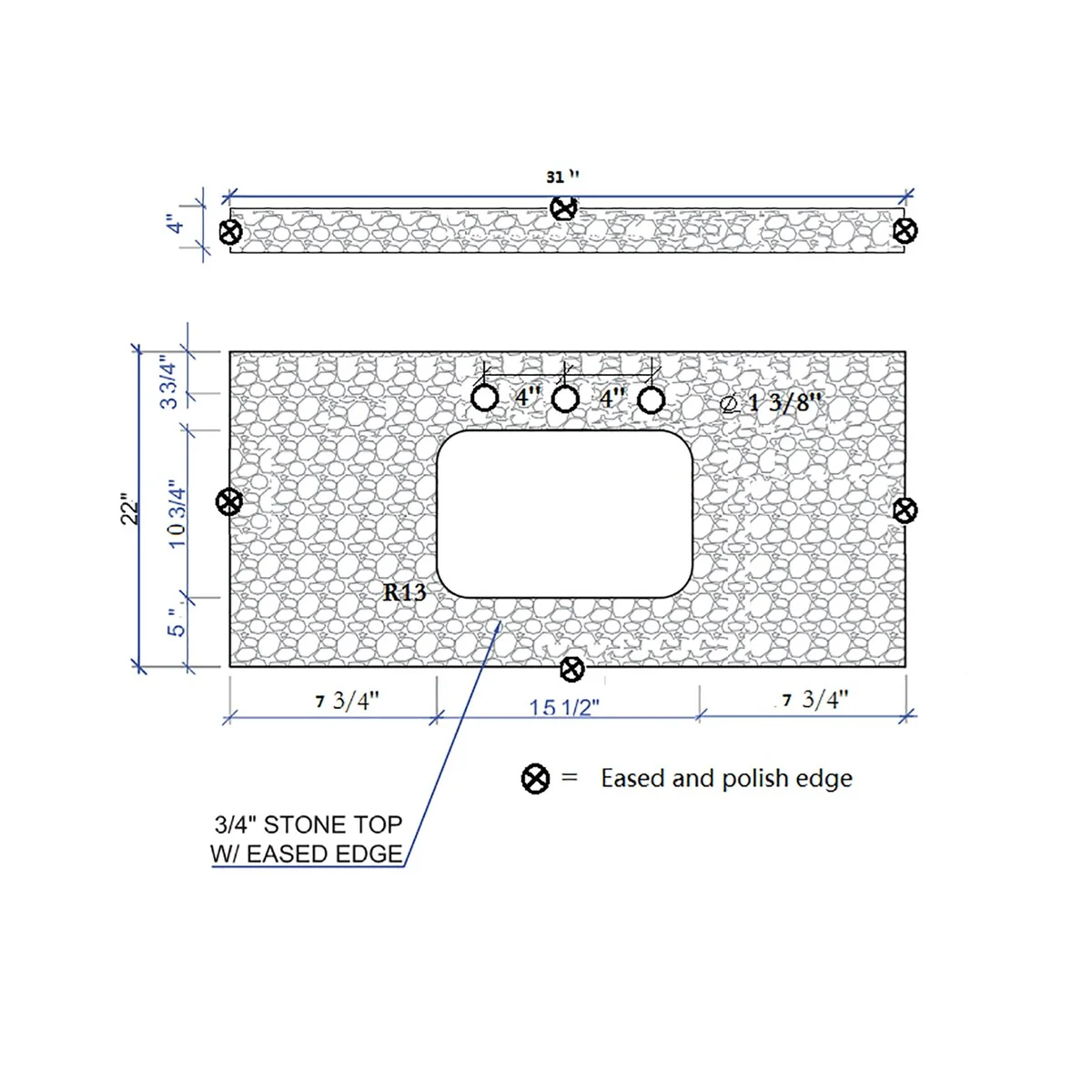 31 in./ 37 in./ 43 in./ 49 in. Carrara White Engineered Stone Bathroom Vanity Top with Ceramic Sink