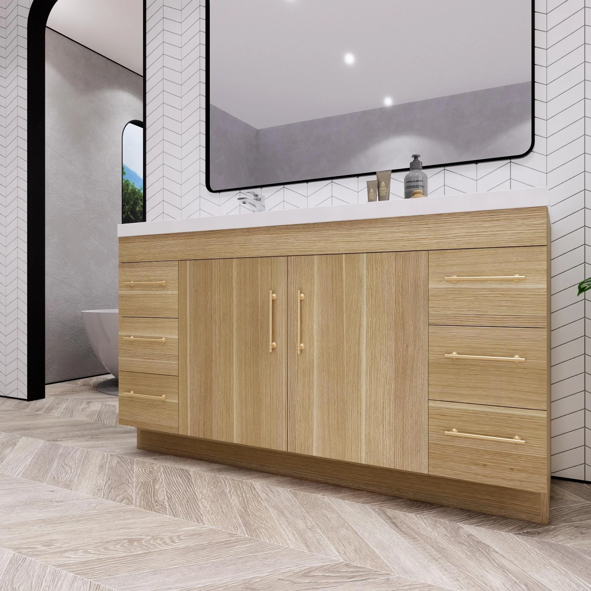 Eliza 60'' Freestanding Vanity with Single Sink on the Left