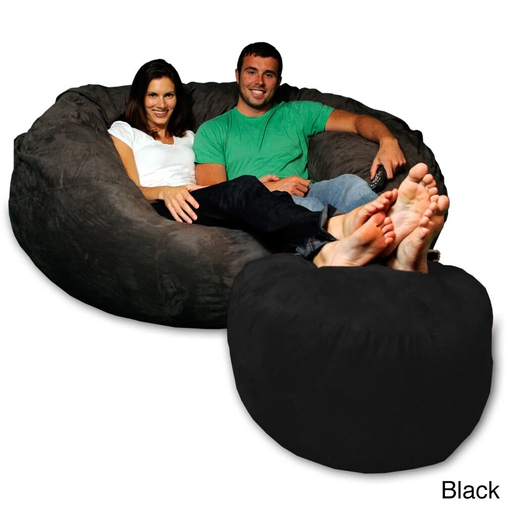 Memory Foam Ottoman Only, Soft and Comfy MicroSuede Bean Bag Ottoman for Adults and Kids