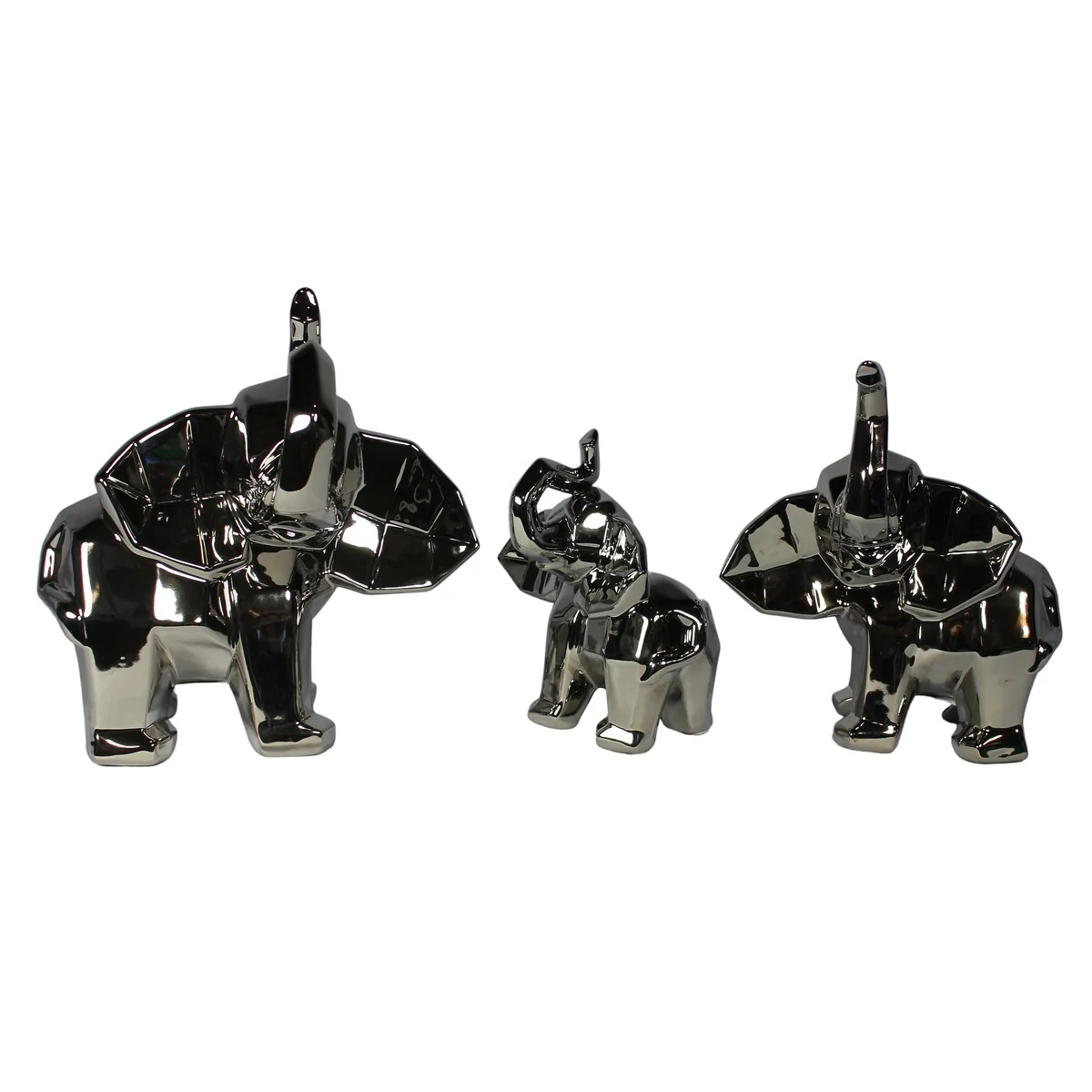 Standing Luck And Wisdom Elephant Trio Collectible Statue Figurine