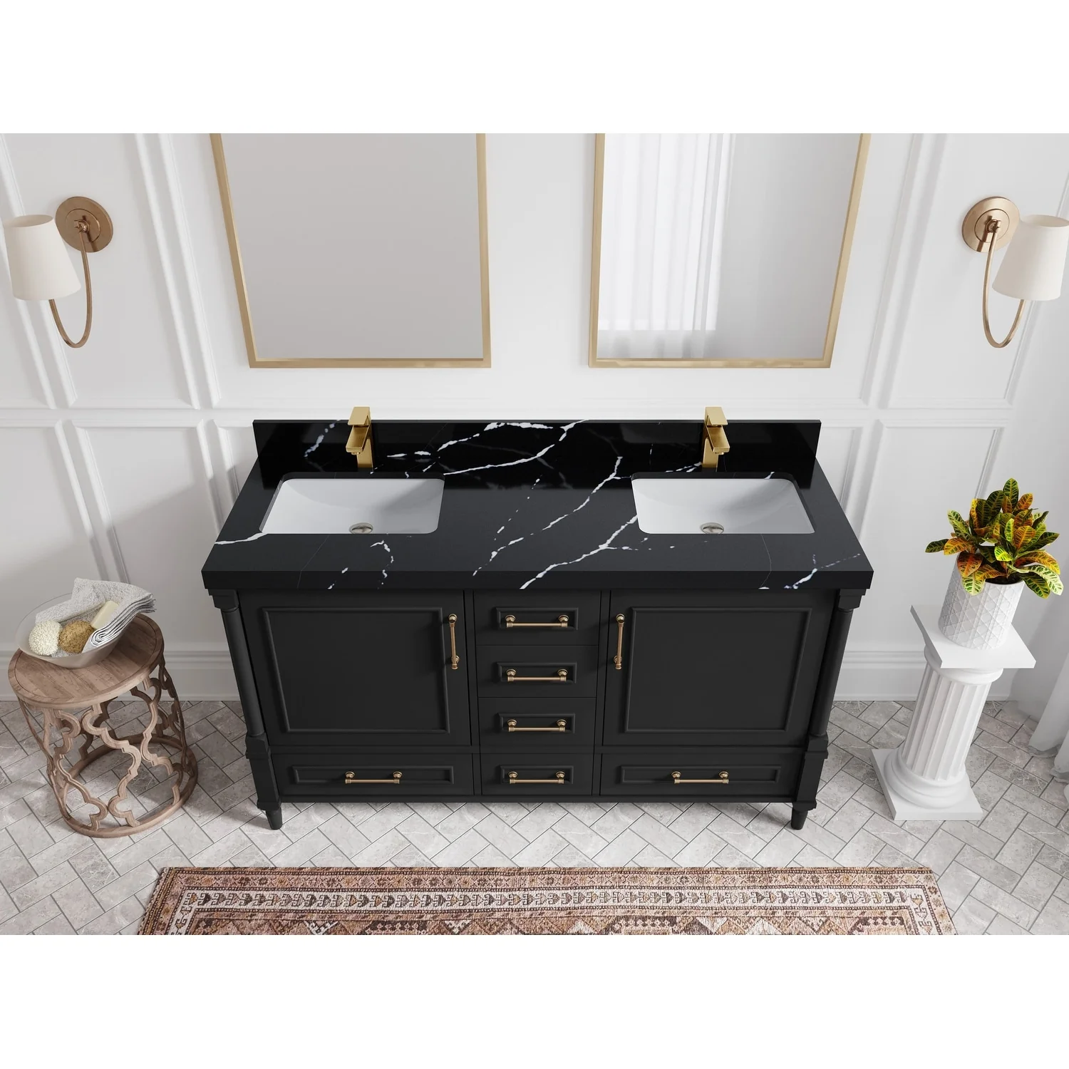 Willow Collections 60 in. W x 22 in. D Aberdeen Double Sink Bathroom Vanity with Countertop