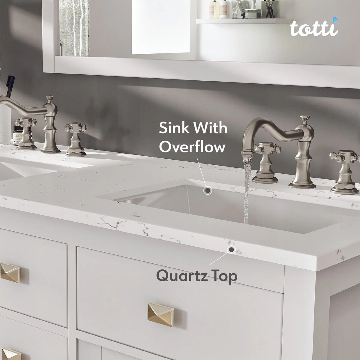 Totti Artemis 48-inch White Transitional Double Sink Bathroom Vanity