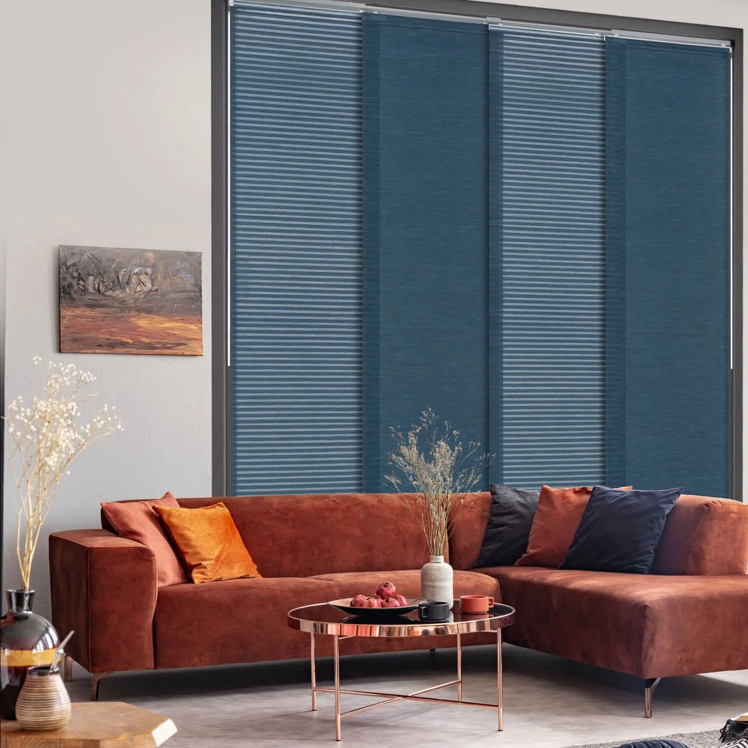 GoDear Design Natural Woven Adjustable Sliding Panel Track Blinds, Vertical Blinds, Cosmos Series, 45.8