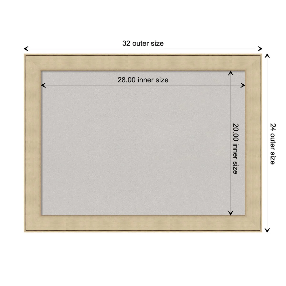 Classic Honey Silver Framed Grey Corkboard Bulletin Board