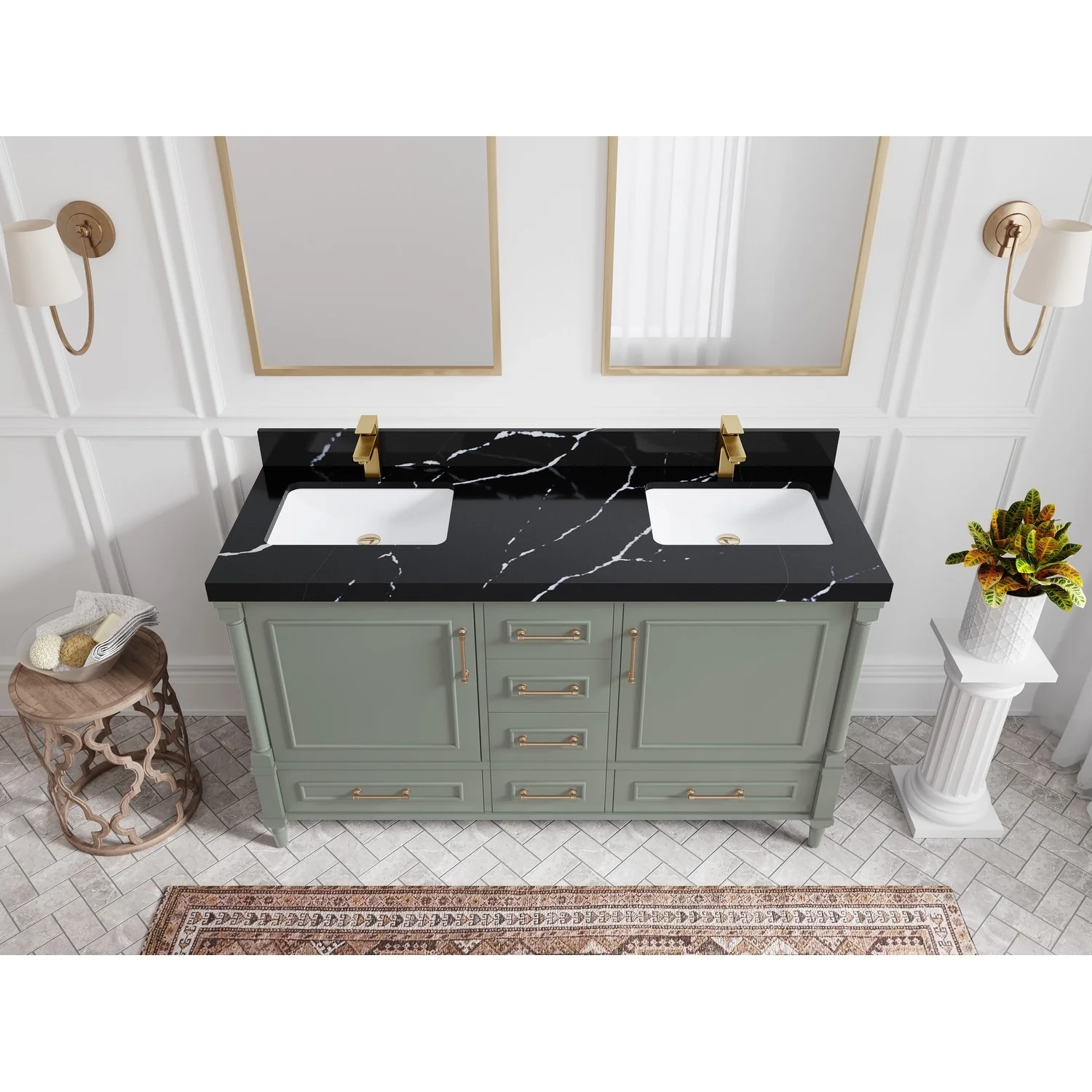 Willow Collections 60 in. W x 22 in. D Aberdeen Double Sink Bathroom Vanity with Countertop