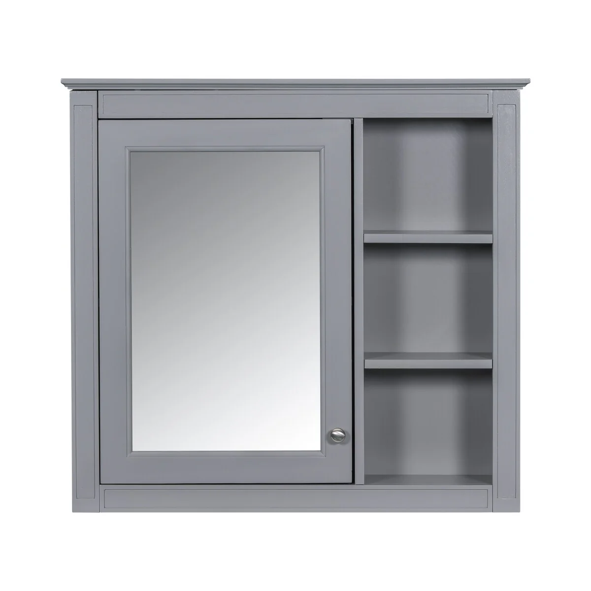 30'' x 28'' Wall Mounted Bathroom Storage Cabinet, Modern Bathroom Wall Cabinet with Mirror,Mirror Cabinet with 3 Open Shelves