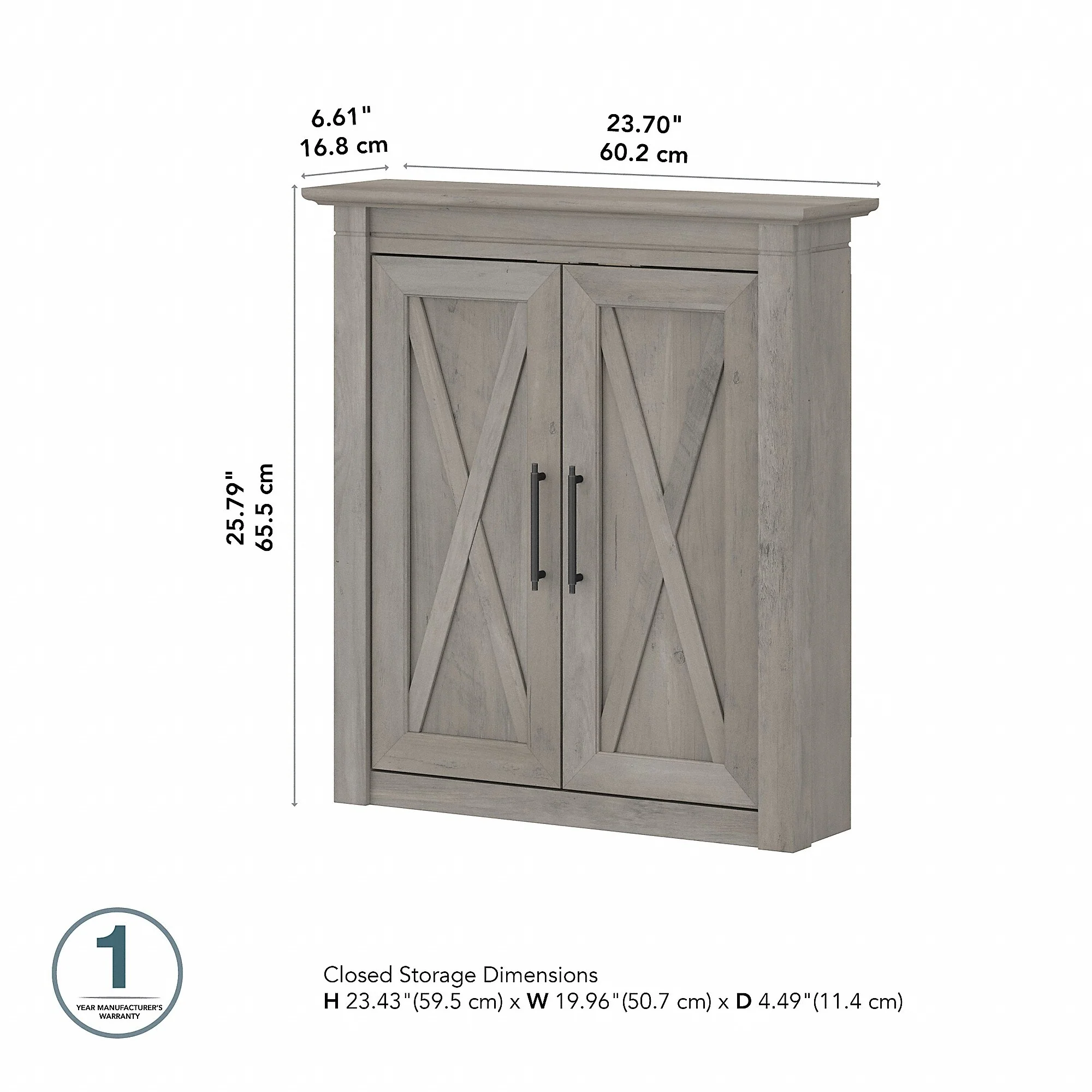 Key West Bathroom Wall Cabinet with Doors by Bush Furniture