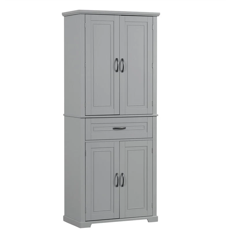 Bathroom Floor Cabinet, Freestanding Storage Cabinet with Doors and Drawer, Kitchen Cupboard with Adjustable Shelf