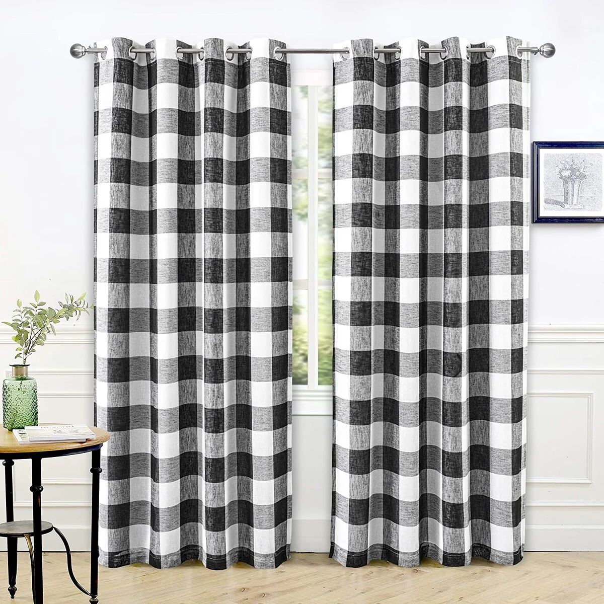 DriftAway Buffalo Check Woven Plaid Pattern Lined Blackout Thermal Insulated Window Curtain