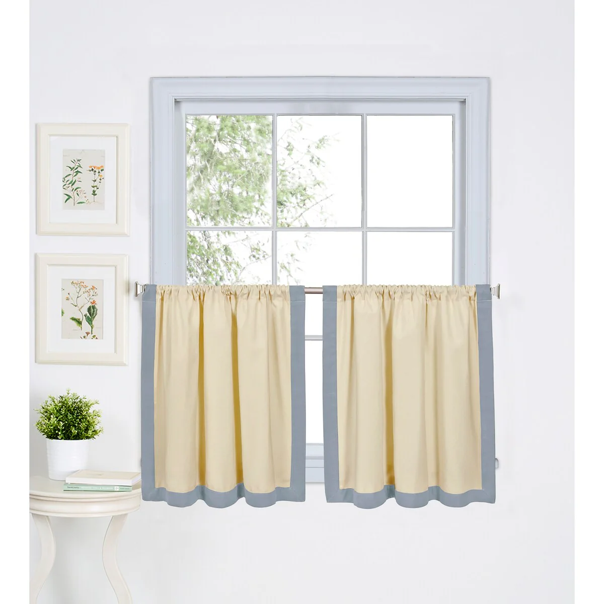 Wilton Colorblock Kitchen Window Tiers, Set of 2