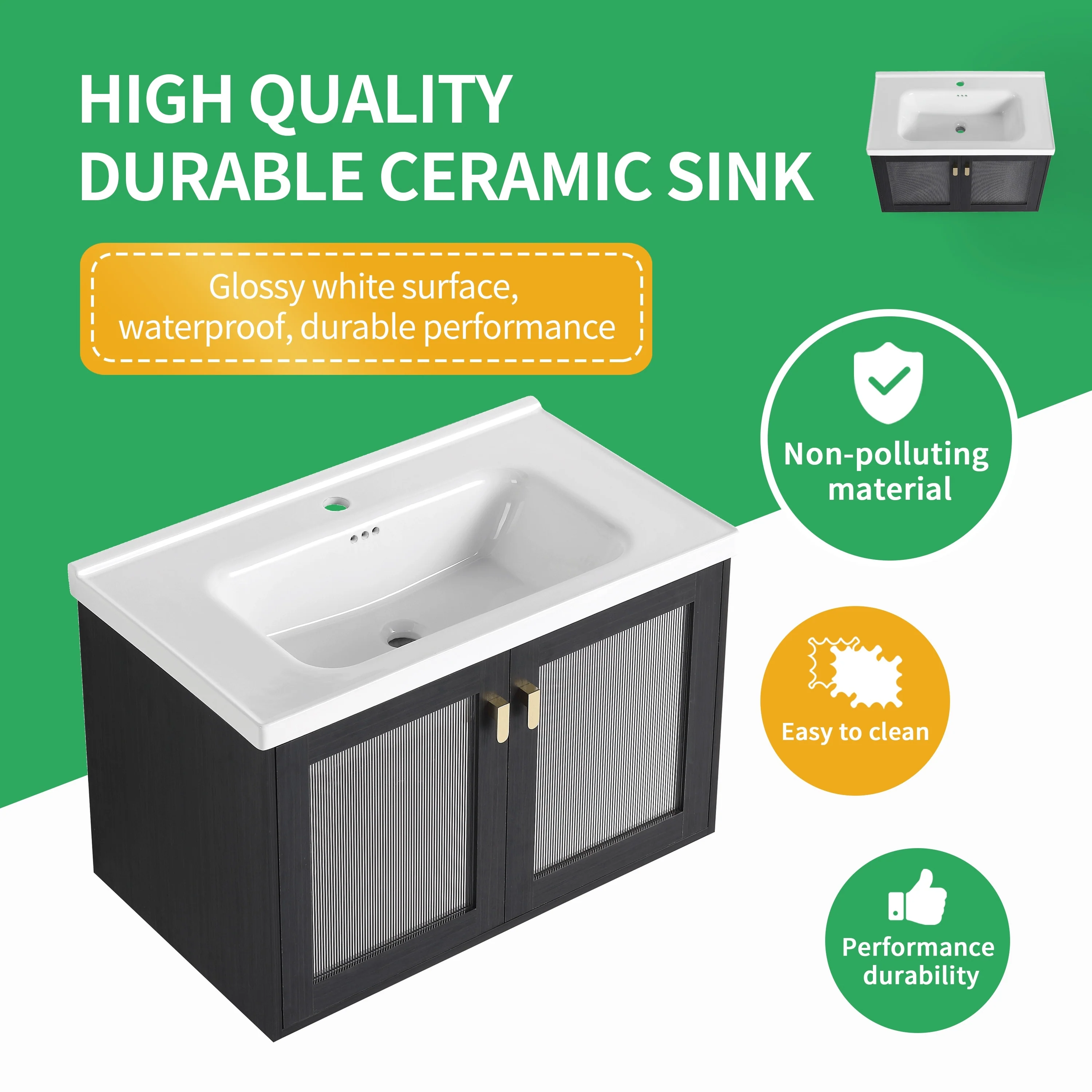 BNK 28/ 32/36/40 Inch Single Sink Bathroom Vanity with Soft Close Door, Modern Floating Vanity