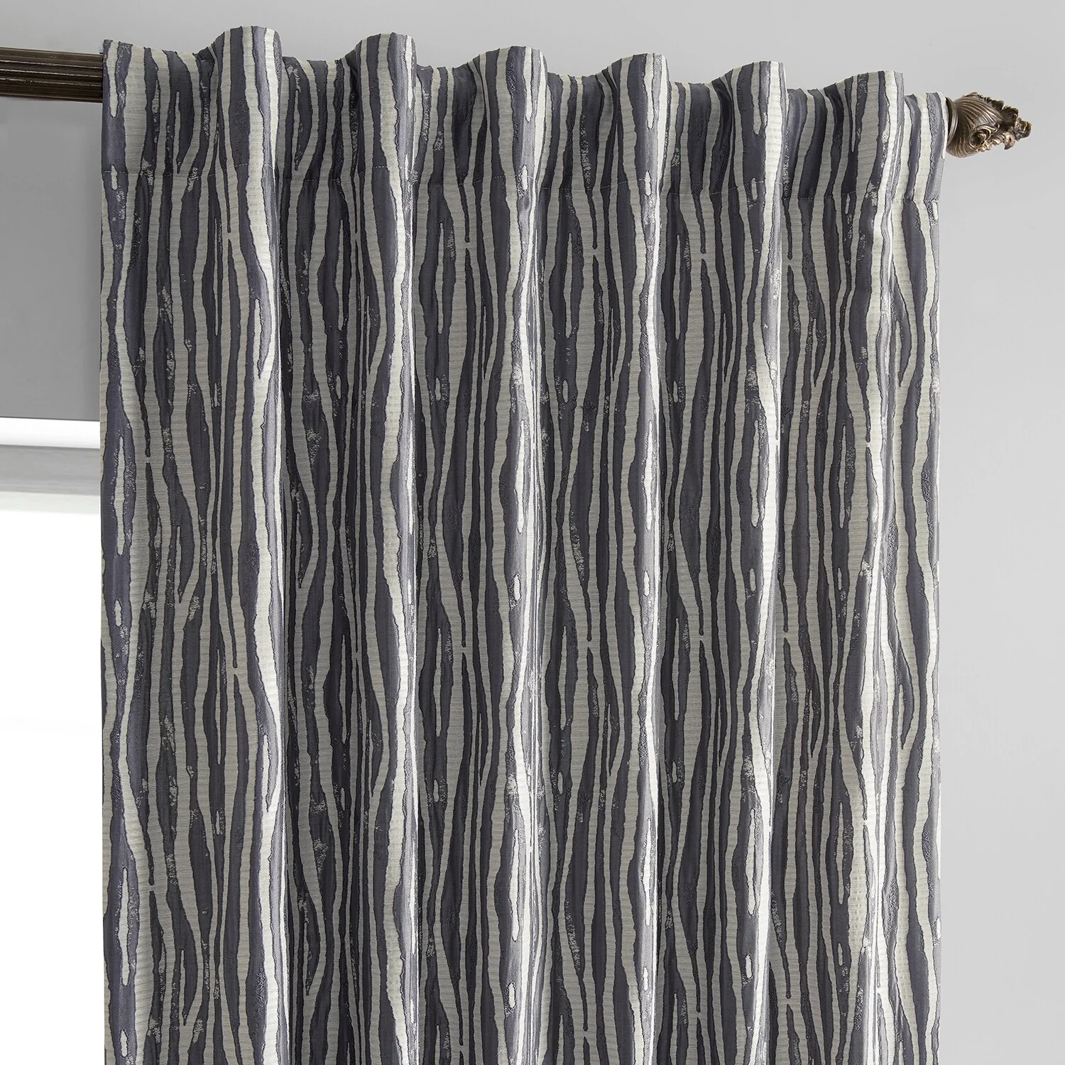 Exclusive Fabrics Jacquard Faux Silk Curtains - 1 Panel Room Darkening Curtain