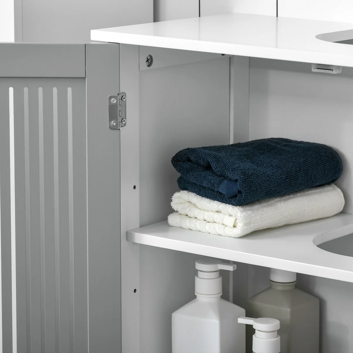 Under Sink Cabinet with 2 Doors, Pedestal Under Sink Bathroom Cupboard, Bathroom Vanity Cabinet with Adjustable Shelves
