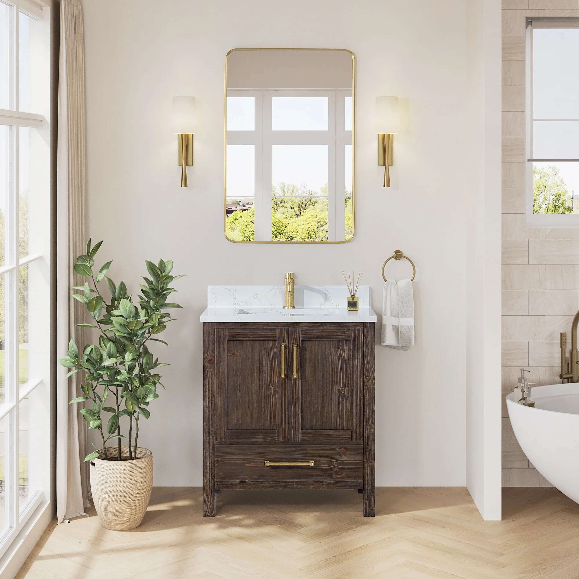 Shannon Bath Vanity with Composite Stone Countertop without Mirror