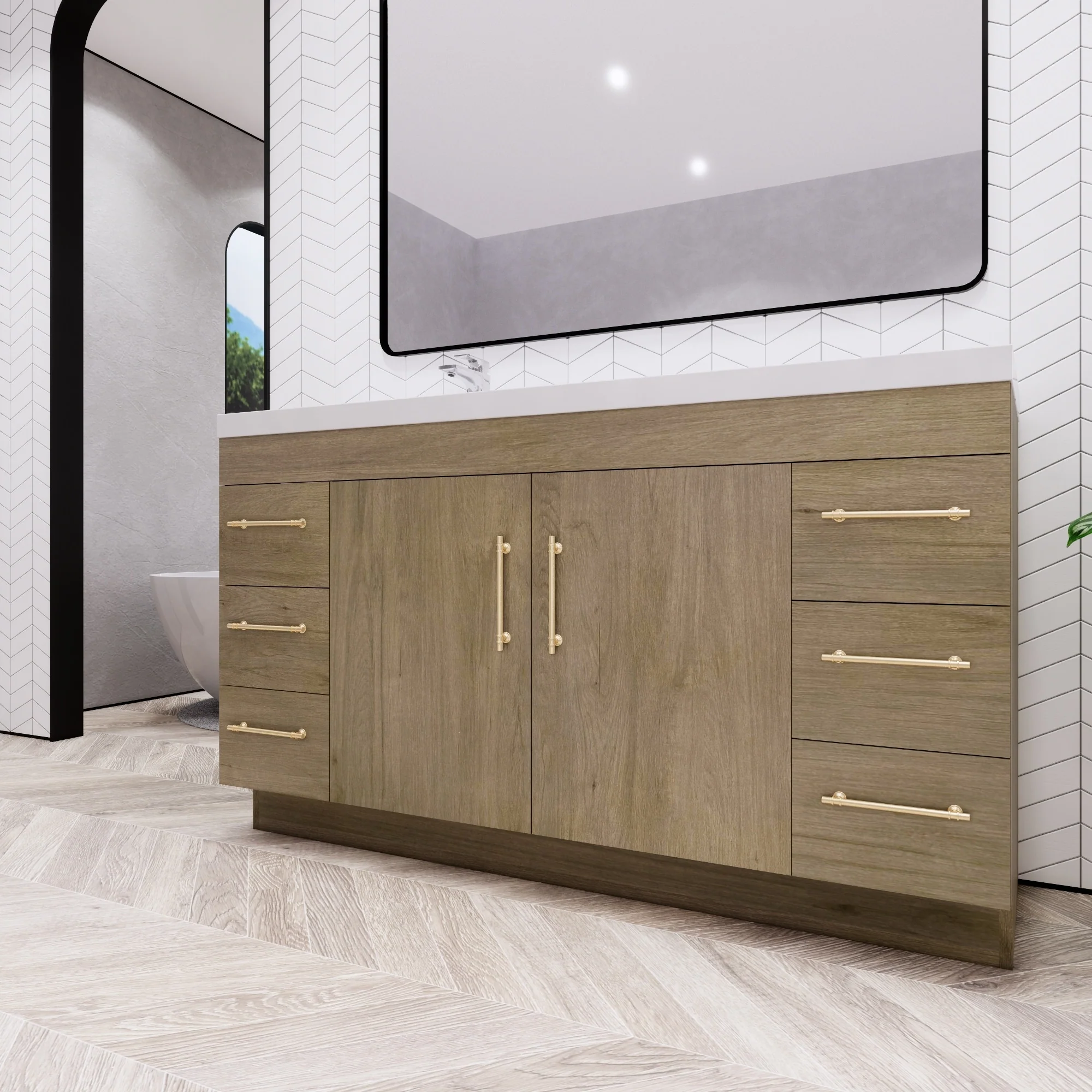 Eliza 60'' Freestanding Vanity with Single Sink on the Left