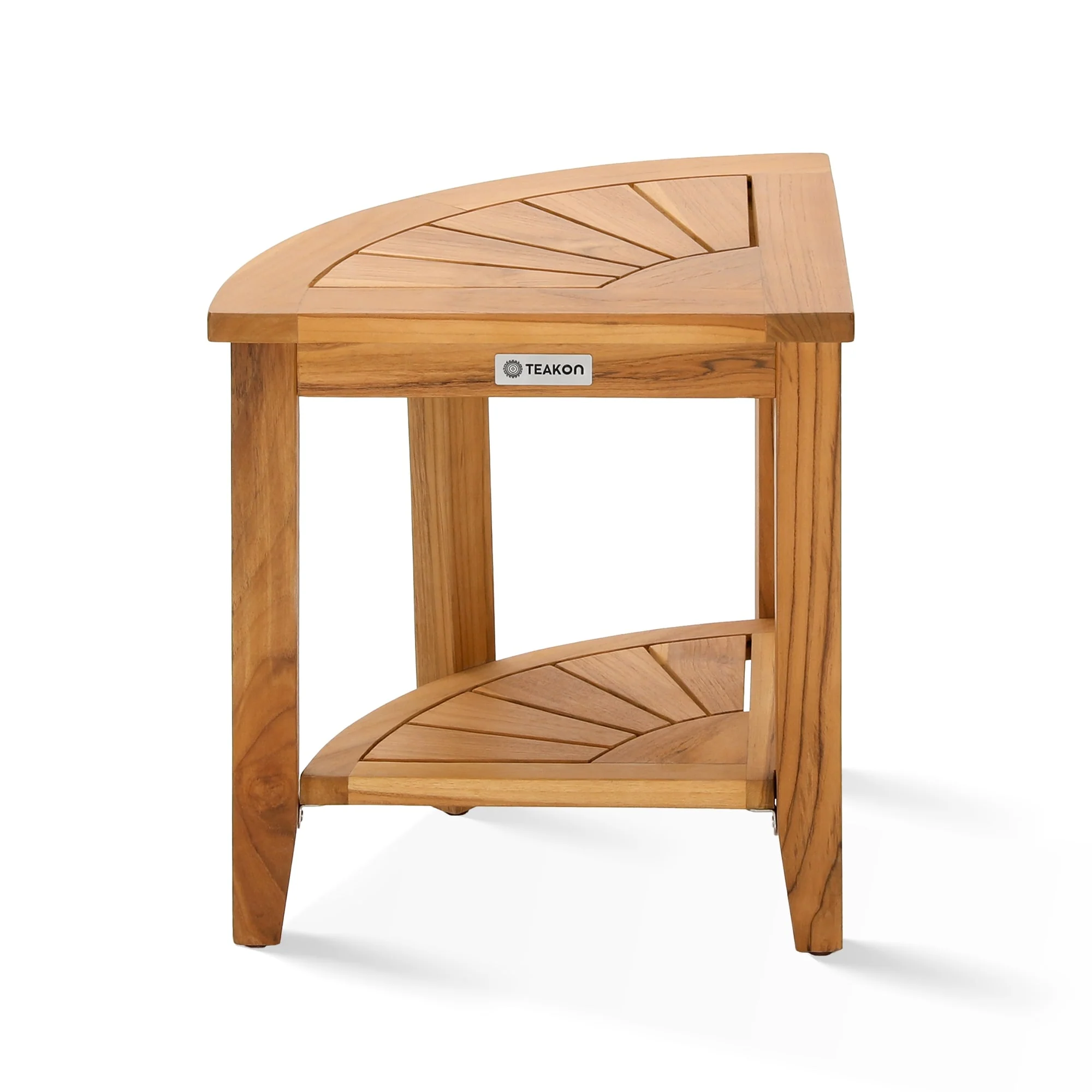 Bathroom Stool with Storage Shelf, Teak Shower Bench Waterproof Wood Bench, Shower Seat
