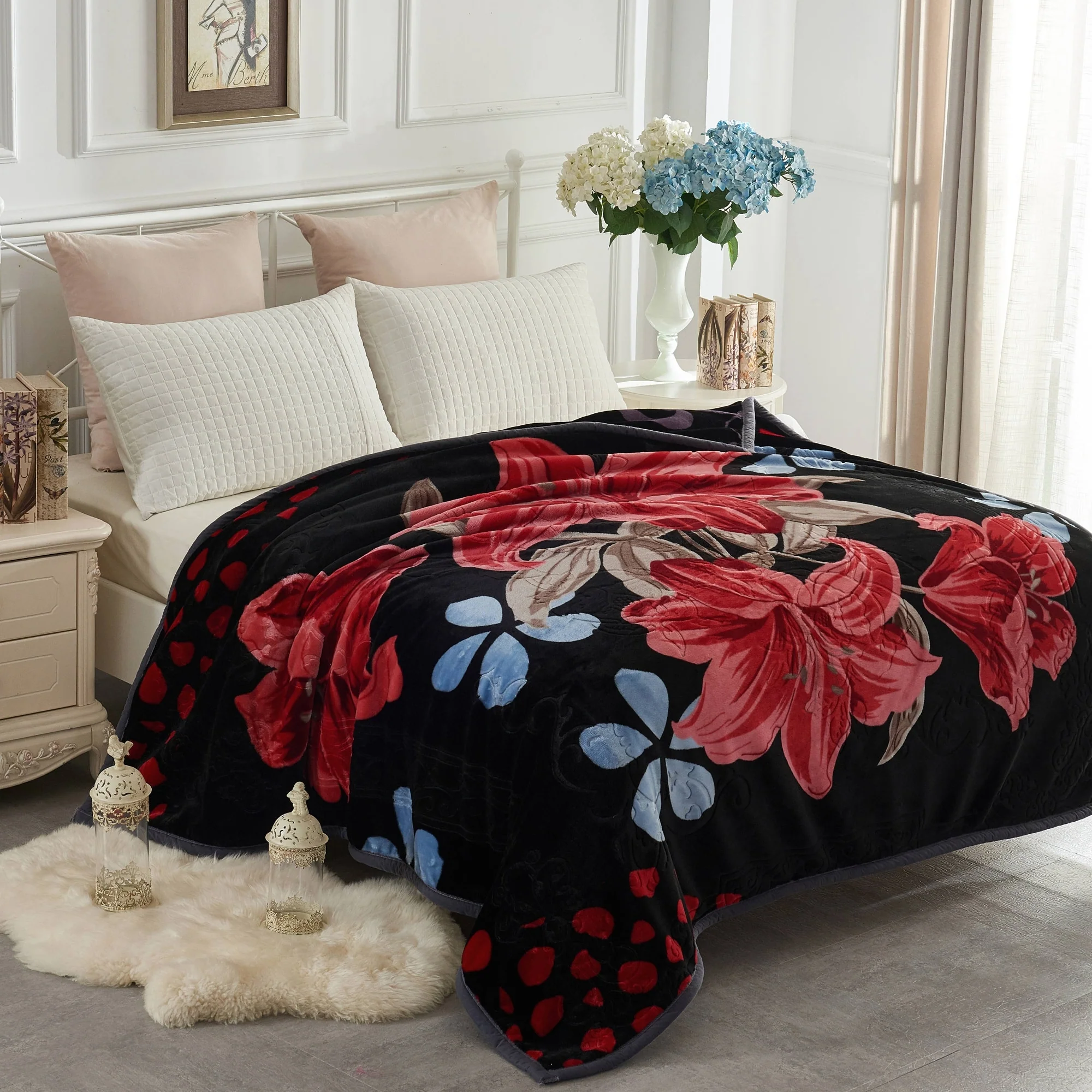 Raschel A&B Printed 2-ply Reversible Korean-style Plush Fleece Blanket