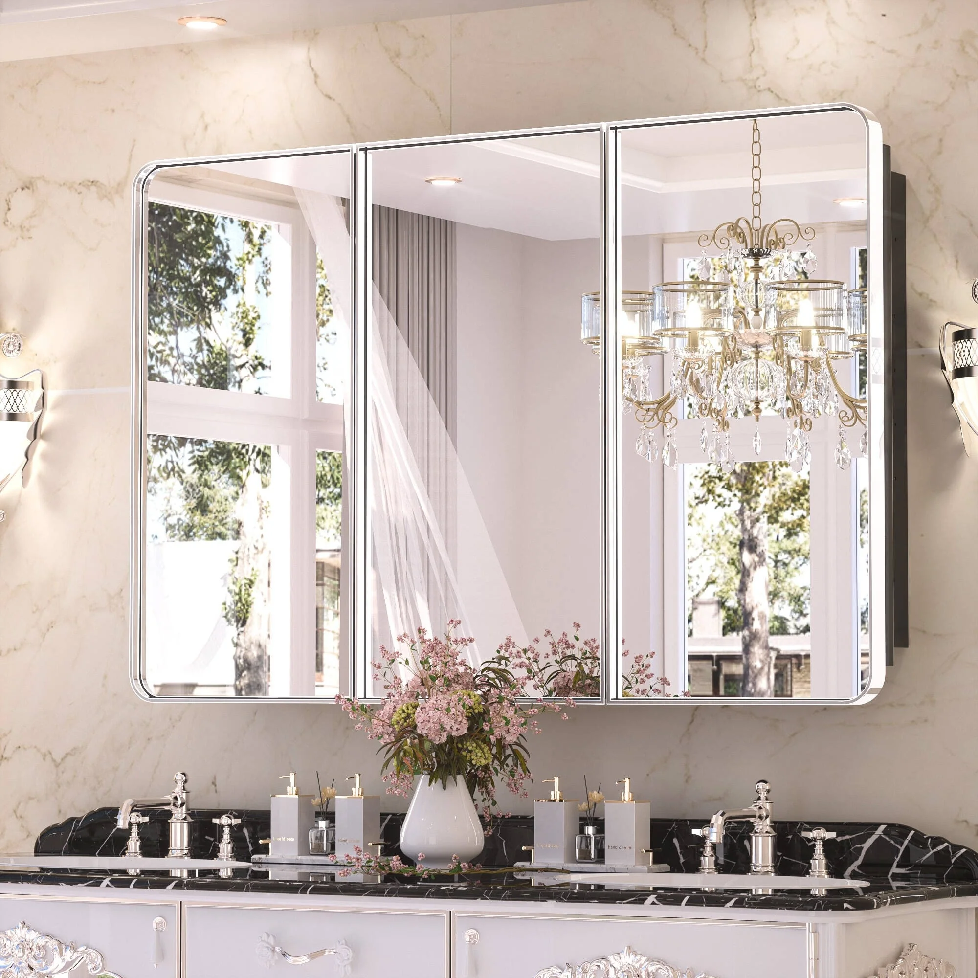 KEONJINN Medicine Cabinets for Bathroom with Mirror, Stainless Steel 1-3 Framed Doors