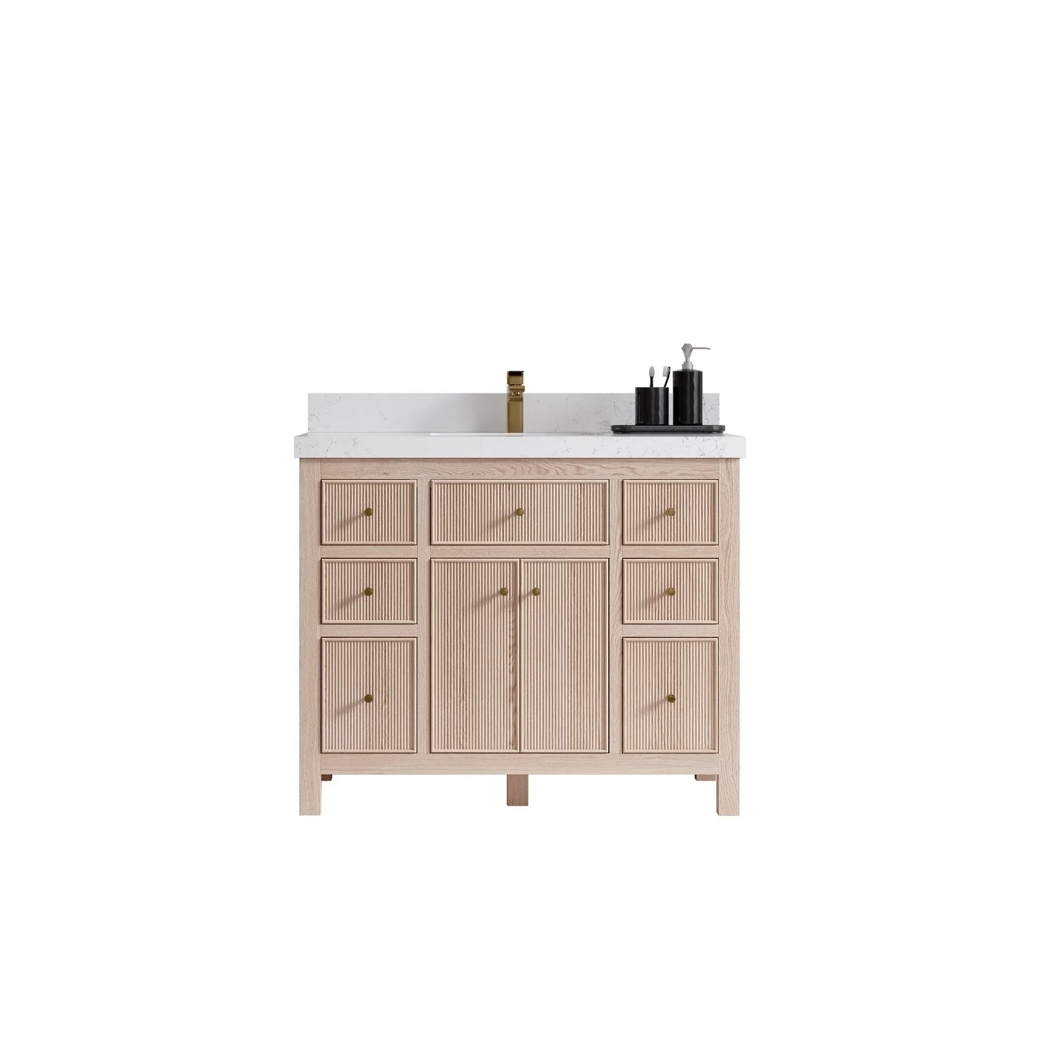 Willow Collections 42 x 22 Sonoma White Oak Wood Single Sink Bathroom Vanity with Quartz or Marble Countertop
