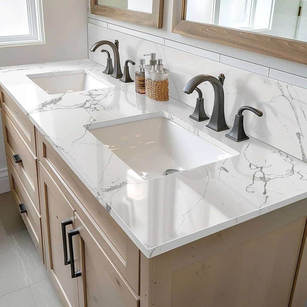Enchantlace 73 Inch Engineered Marble Vanity Top with Double Sink
