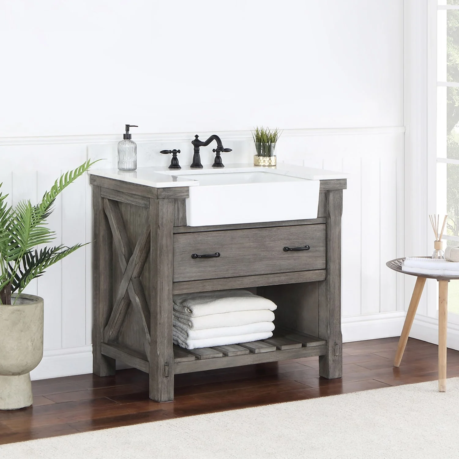 Villareal Bath Vanity with Composite Stone Top without Mirror