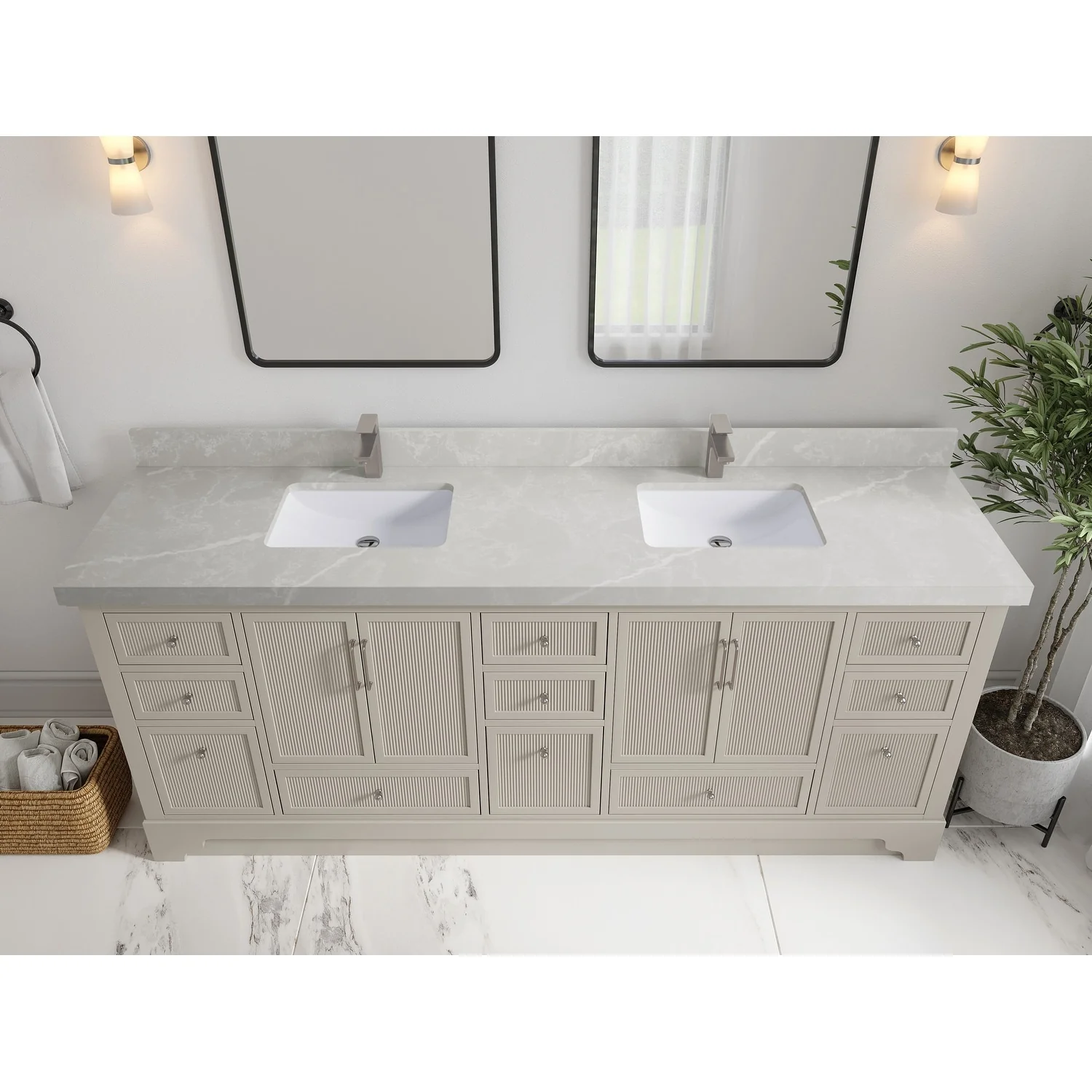 Willow Collections 84 in. W x 22 in. D Alys Double Bowl Sink Bathroom Vanity with Countertop