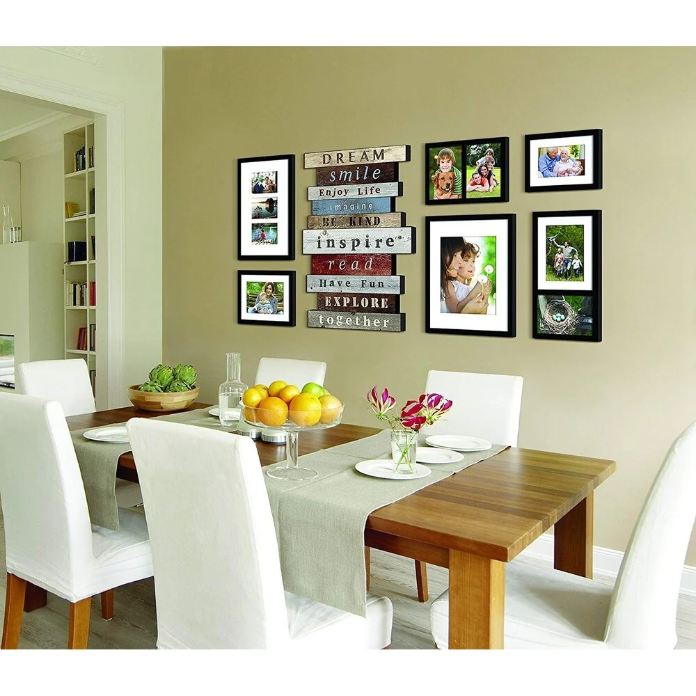 Jerry & Maggie - Luxury 7 Piece of | Photo Frame | Wall Decor Bar - Wall Decor Combination - Gold Black PVC Picture Large Frame