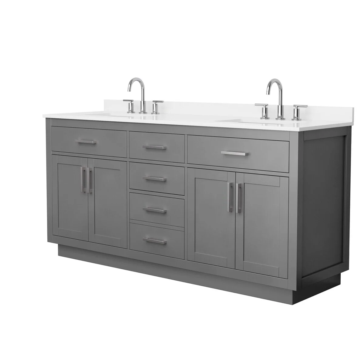 Beckett TK 72-inch Double Vanity, 3 Hole Quartz Top