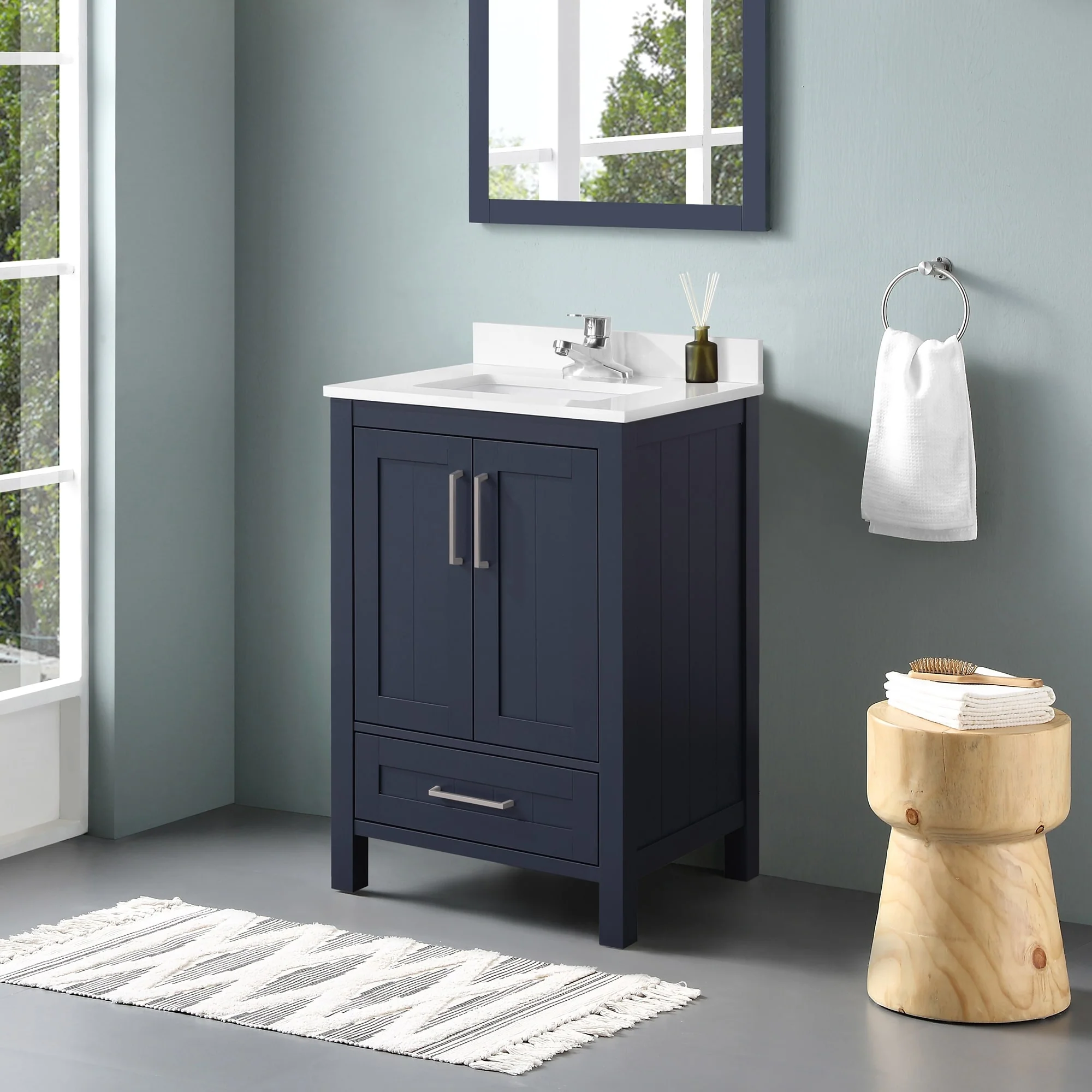 Ove Decors Kansas 24 in. Single Sink Bathroom Vanity in Midnight Blue