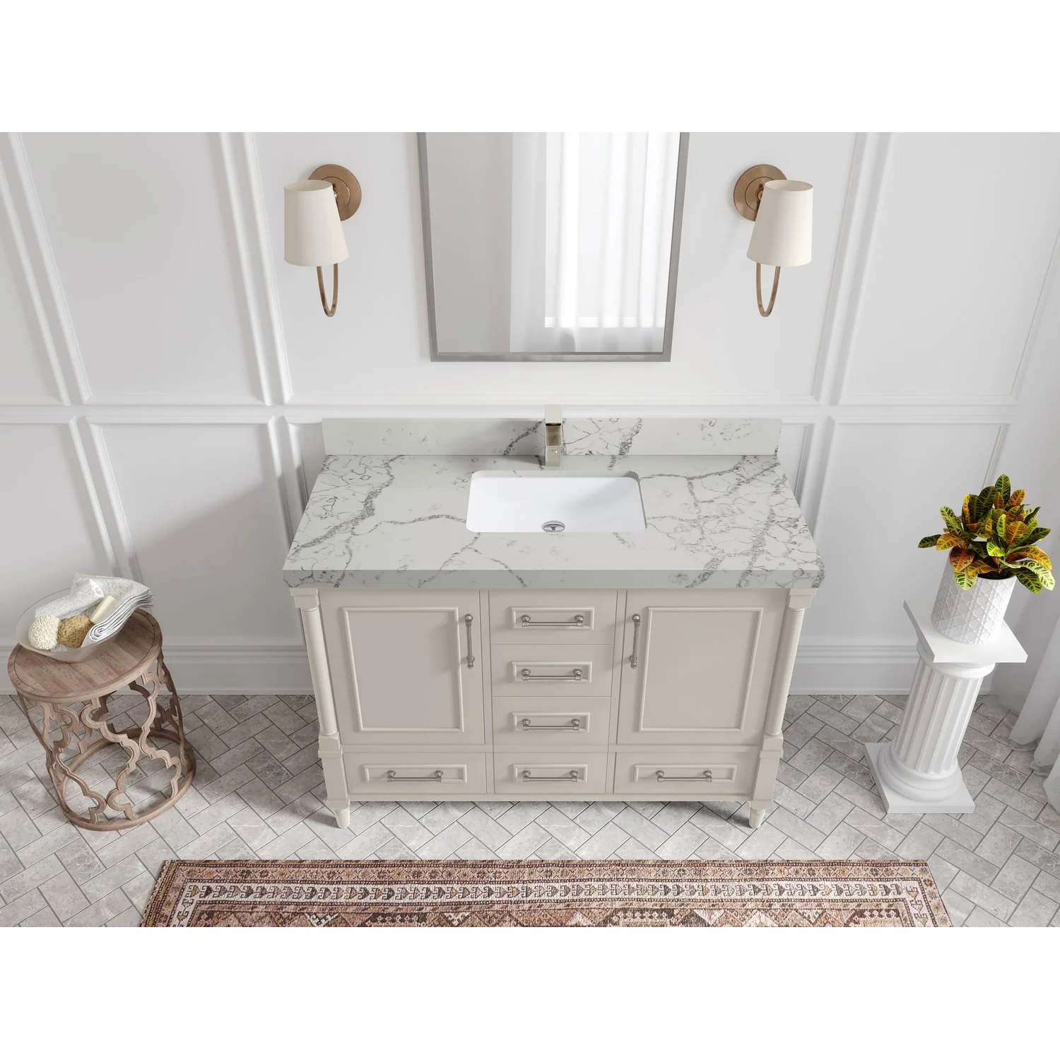 Willow Collections 48 in. W x 22 in. D Aberdeen Single Bowl Sink Bathroom Vanity with Countertop