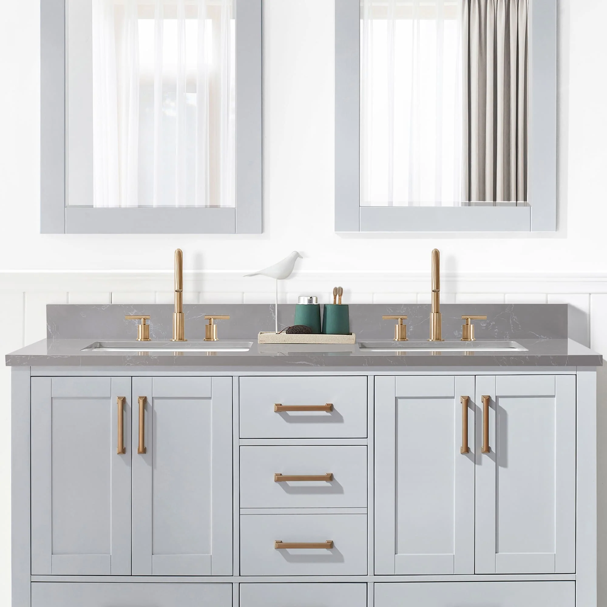 Jaen Composite Stone Vanity Top with White Rectangular Sink