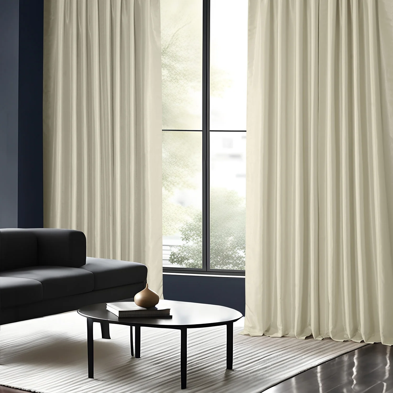 Exclusive Fabric Off-white Textured Faux Dupioni Silk Curtain Panel