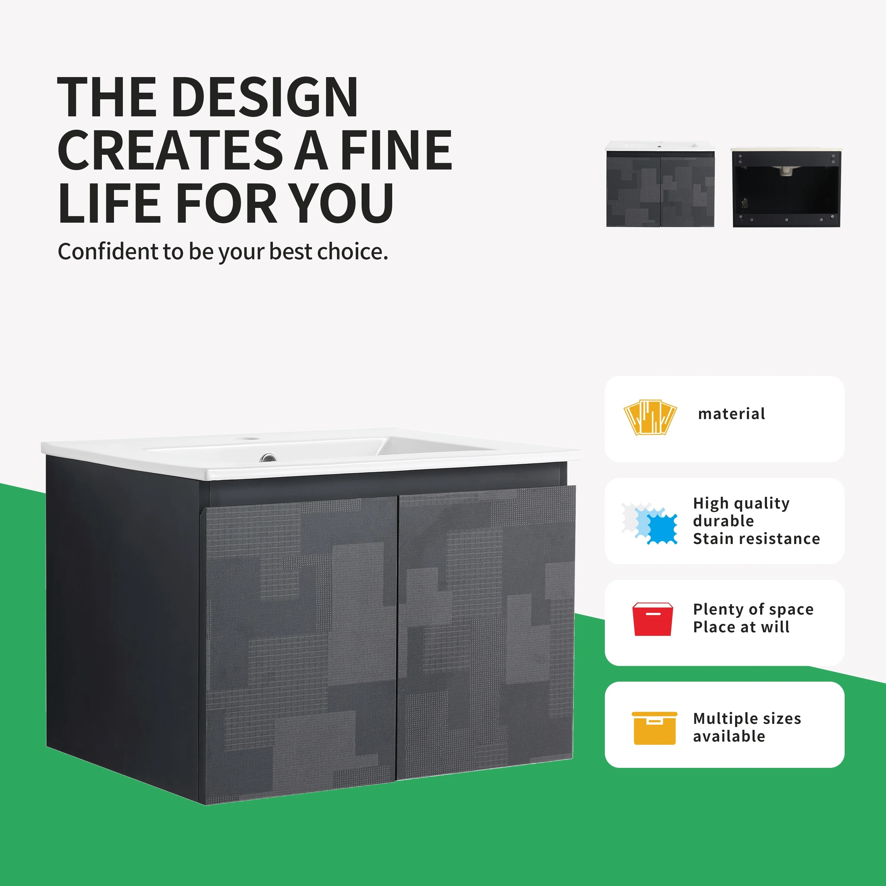 BNK 24/30/48 Inch Double Sink Bathroom Vanity with Soft Close Door