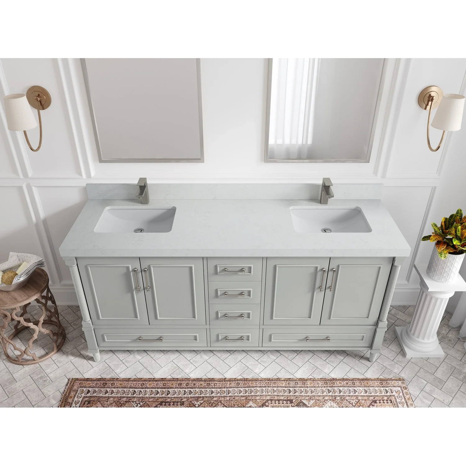 Willow Collections 72 in. W x 22 in. D Aberdeen Double Sink Bathroom Vanity with Countertops