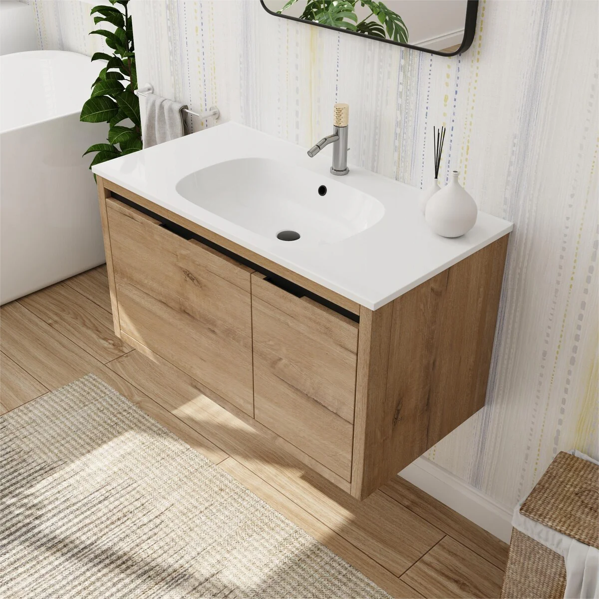 Bathroom Vanity With Sink In 36 Inch, Floating Bathroom Vanity With Soft Close Door