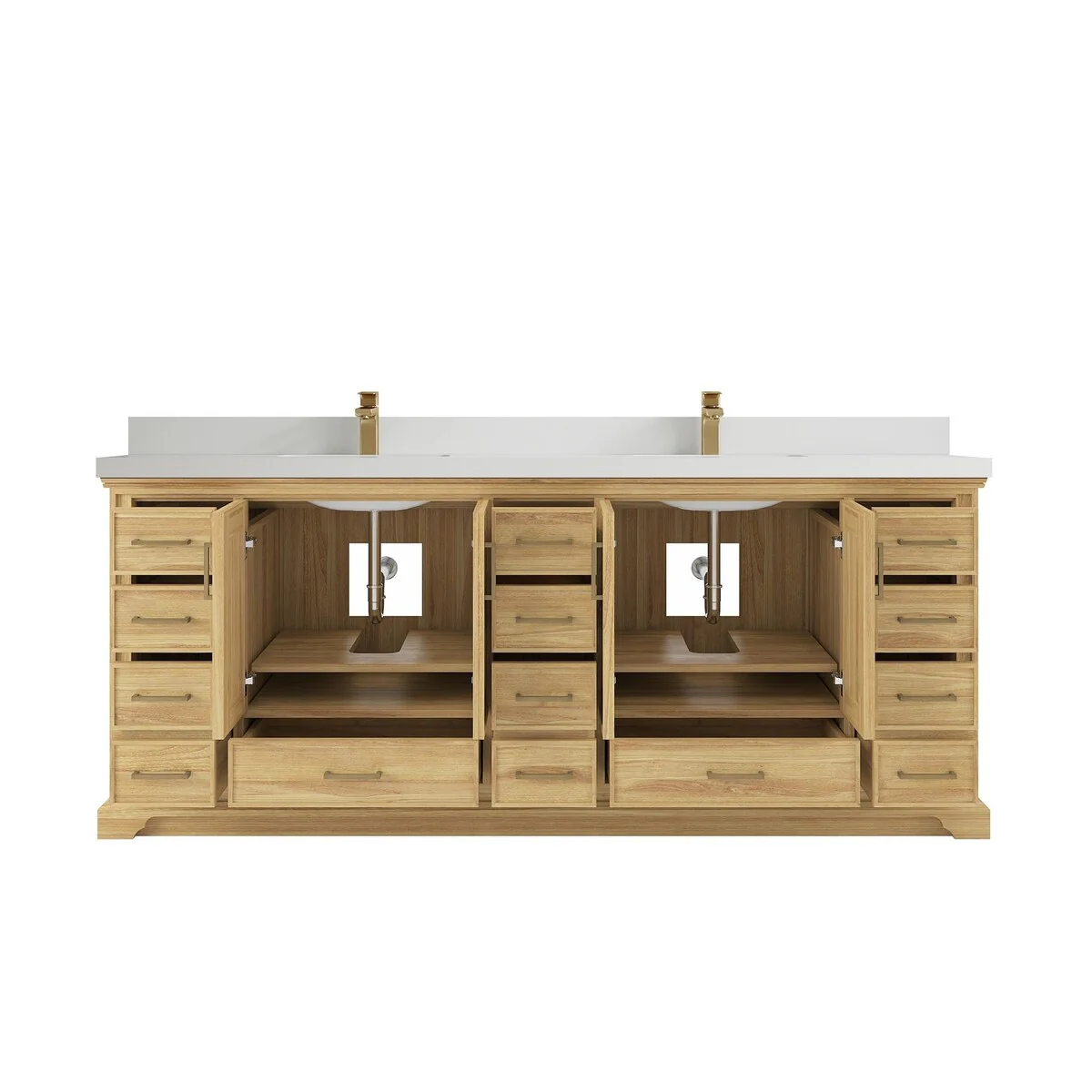Willow Collections 84 in. W x 22 in. D Charlotte Teak Double Sink Bathroom Solid Teak Vanity with Countertop