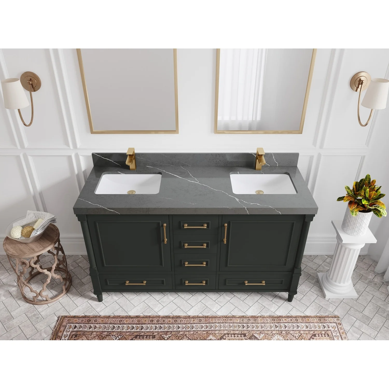 Willow Collections 60 in. W x 22 in. D Aberdeen Double Sink Bathroom Vanity with Countertop