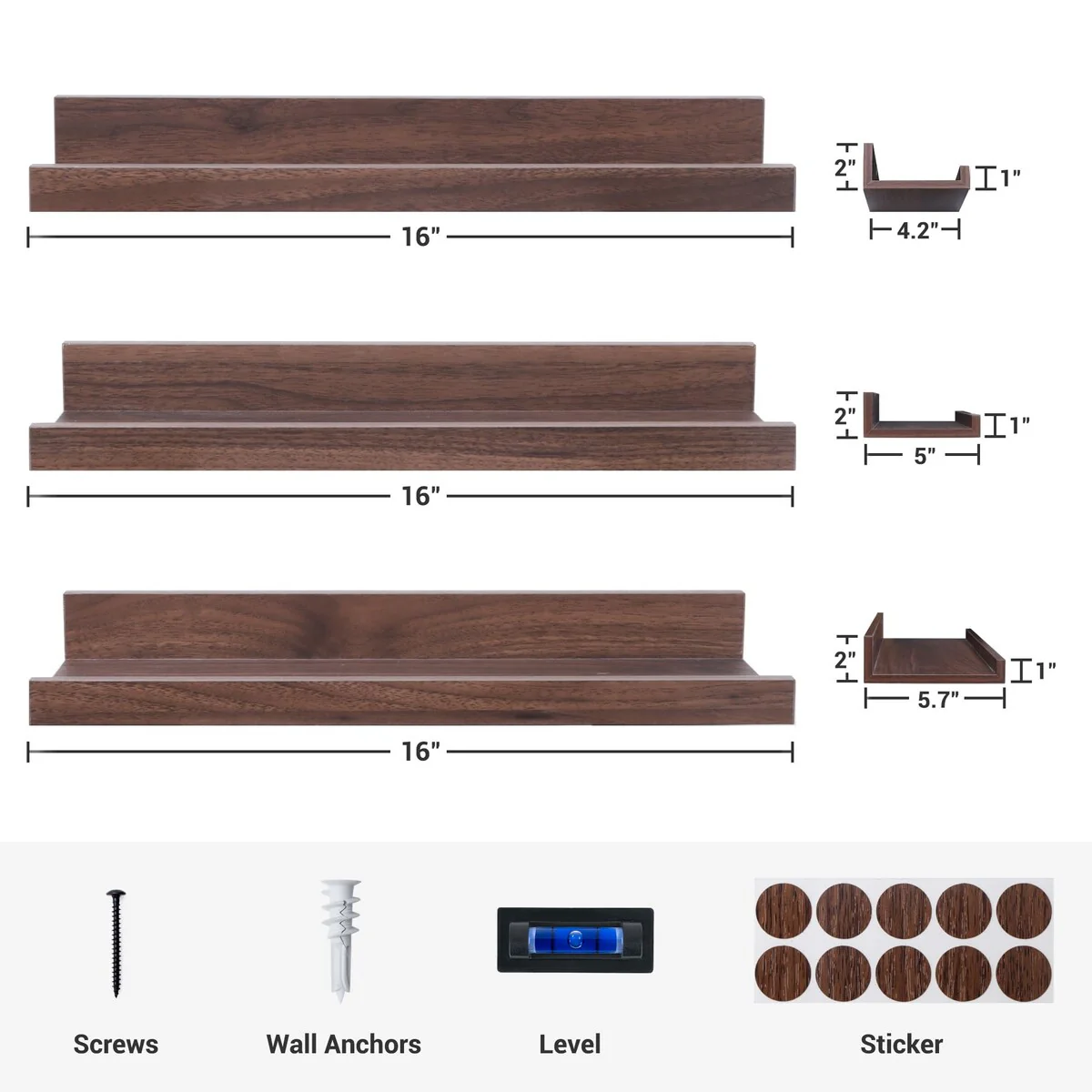 Picture Ledge Shelf, Floating Shelves Wall Mounted Set of 3
