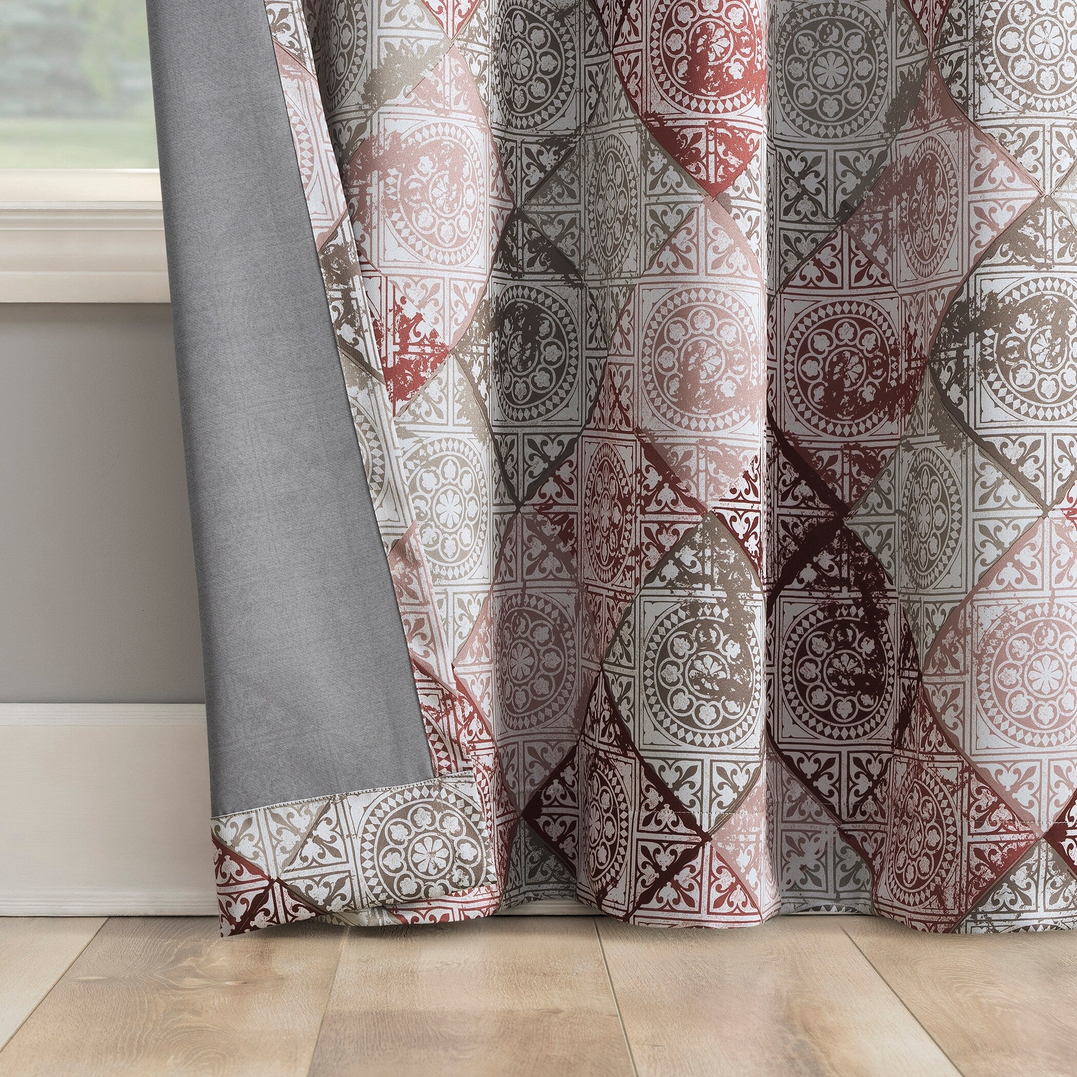 Sun Zero Sahar Global Medallion Print Room Darkening Grommet 1-Piece Curtain Panel, Single Panel