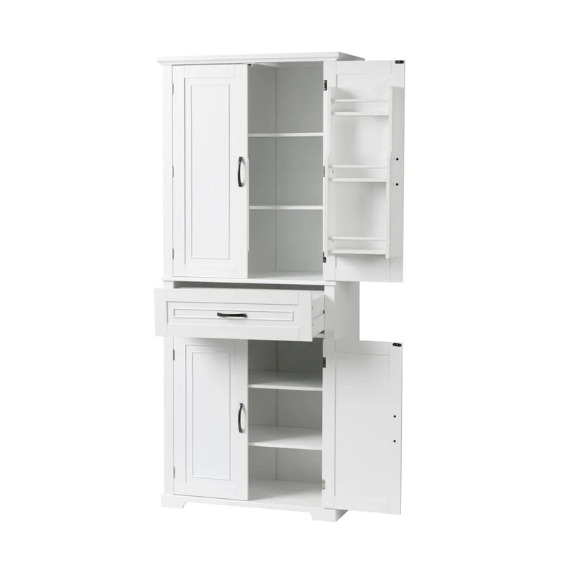 Bathroom Floor Cabinet, Freestanding Storage Cabinet with Doors and Drawer, Kitchen Cupboard with Adjustable Shelf