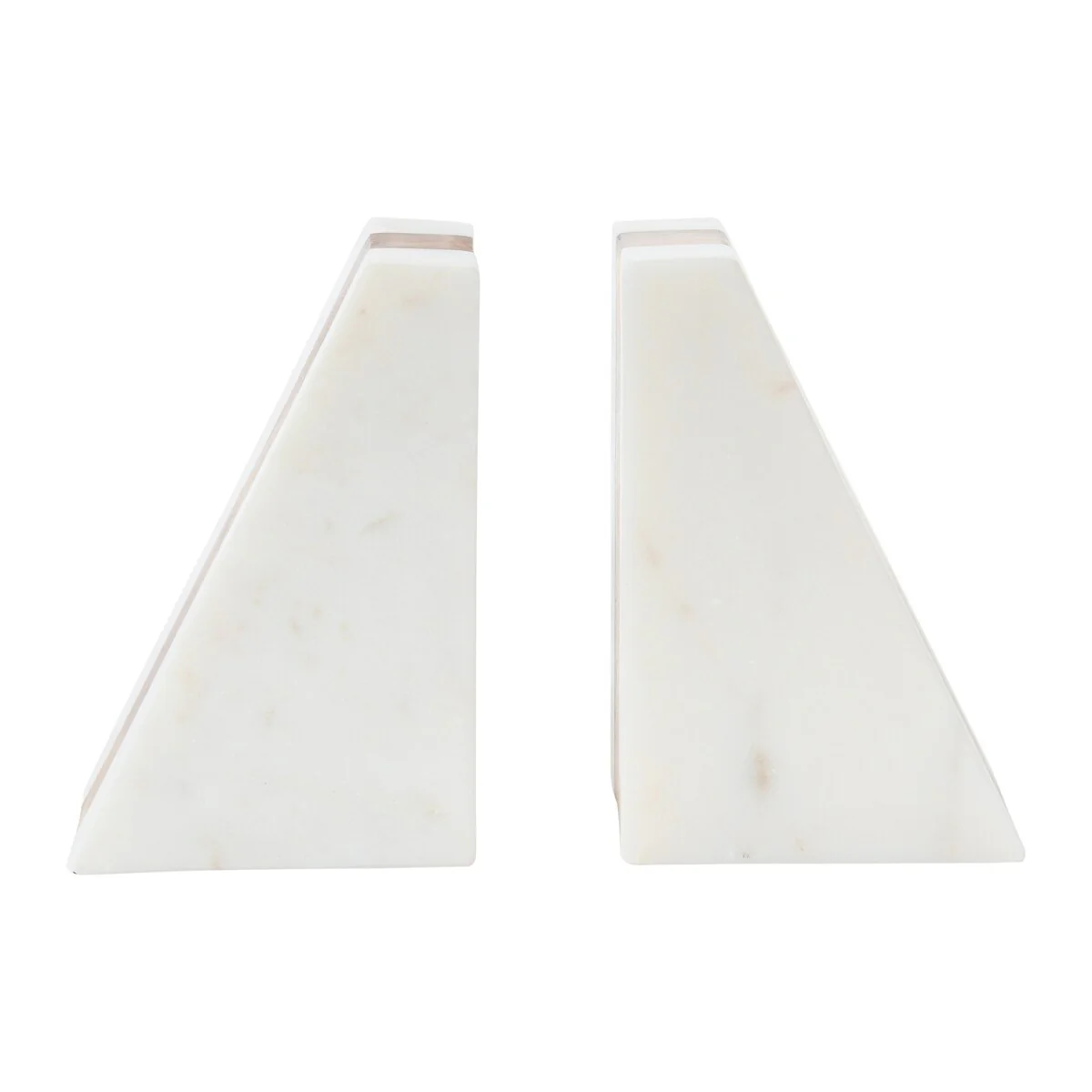Marble Geometric Bookends with Wood Inlay - 8.0