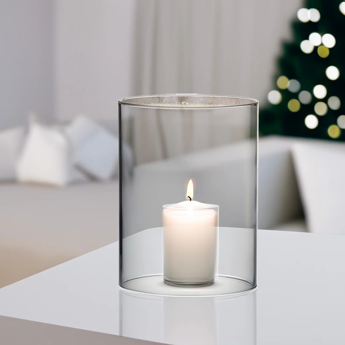 Clear Glass Cylinder Hurricane Chimney Tube, Candle Cover - 1 Piece
