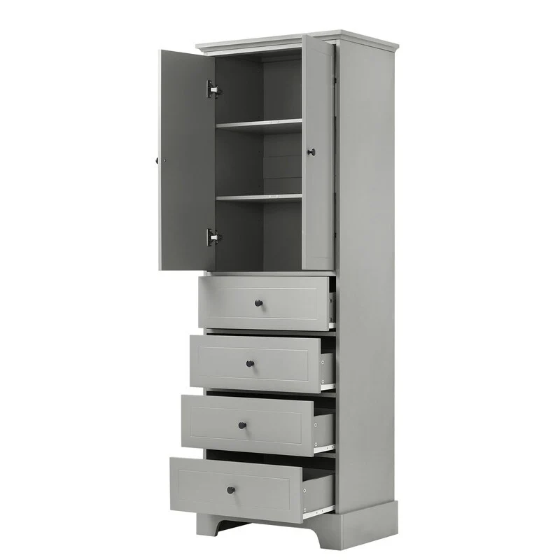 Freestanding Storage Cabinet with 2 Doors and 4 Drawers