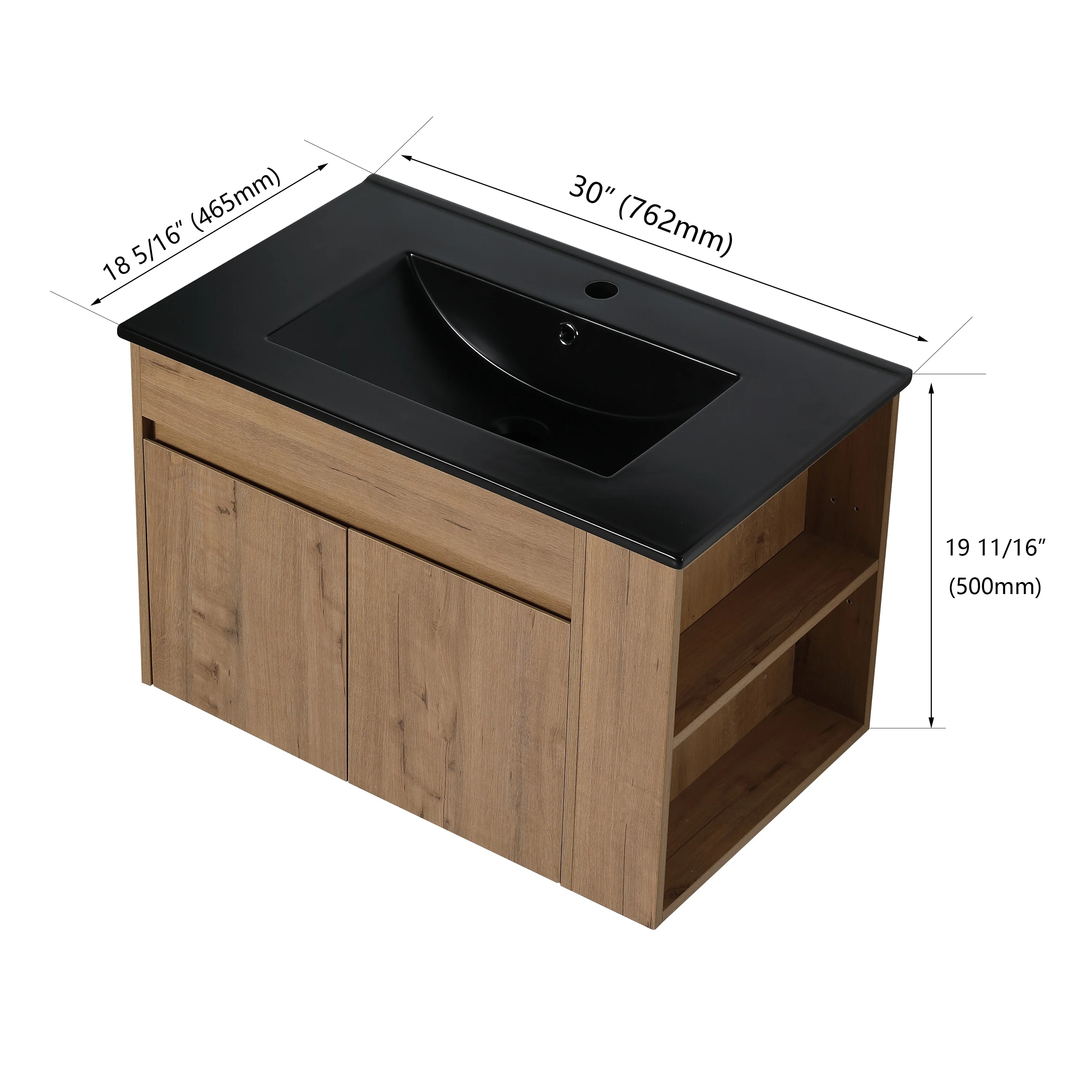 Beingnext 30 Inch Bathroom Vanity with Sink, Single Sink Floating Bathroom Vanity with Soft Close Door and Shelf